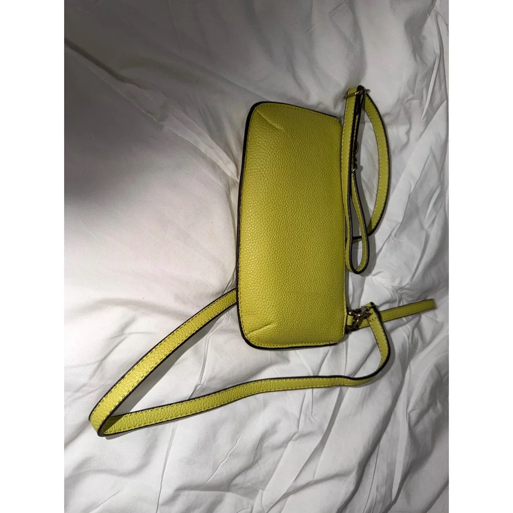 Joy Susan Lime Green Pebbled Vegan Leather Crossbody Bag Wallet Clutch